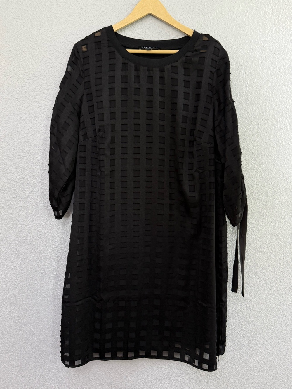 NWT Eloquii Semi Sheer Windowpane Dress Size 16 Ruched Sleeves